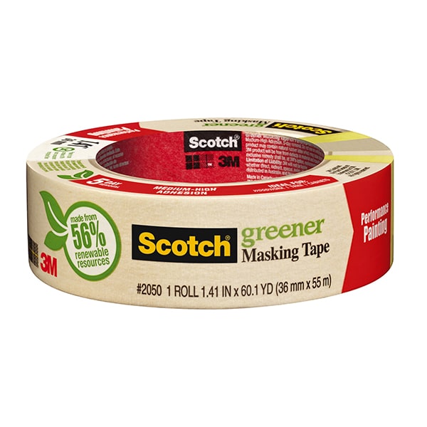 Cinta adhesiva Scotch Greener para pintura general de 1.41" x 60 yardas en color canela - 2050-36AP