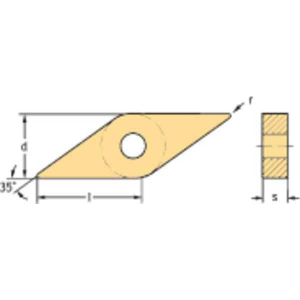 Walter Diamond Turning Insert, Diamond, 3, VNMG, 3, Carbide - VNMG160412-MK5 WKK20S