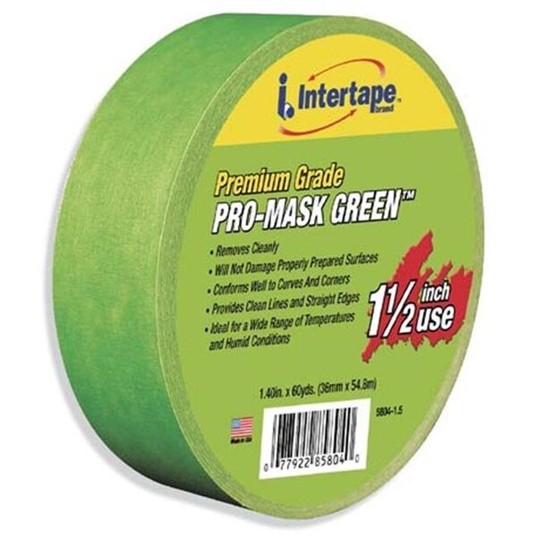 Cinta para pintores de alta calidad Pro-Mask verde de 1.5 pulgadas Intertape 5804-1.5 - 77922858040