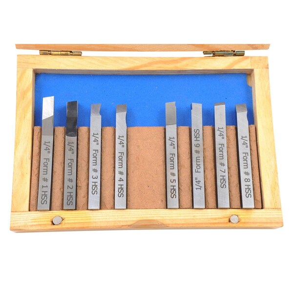 H & H Industrial Products 1/4 X 2-1/2" 8 Piece High Speed Steel Lathe Turning Tool Set - 2006-9022