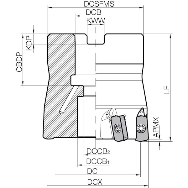 Kyocera High Feed Face Mill, MFH 1500R036T, MFH-RAPTOR Mini 1.5000" Cutting Dia - MFH1500R036T