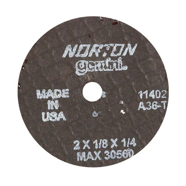 Norton Co SMALL CUT-OFF BLADES, Type 1 - Metal - Gemini Aluminum Oxide, Size: 2 x 1/8 x1/4, Max RPM: 30560 - 662434-11402