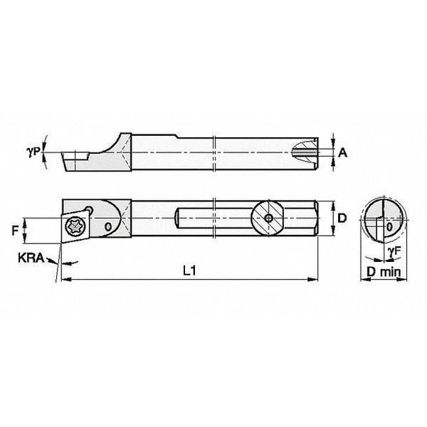 Widia Indexable Boring Bar, CCBI18765R, 6 in L, Carbide, 80 Degrees  Diamond Insert Shape - CCBI18765R