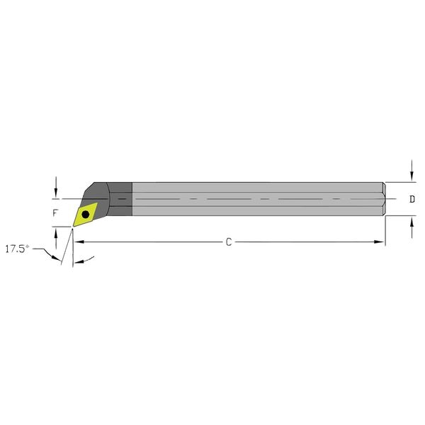 Ultra-Dex Usa Indexable Boring Bar, E10S SDQCR2, 10 in L, Carbide, 55 Degrees  Diamond Insert Shape - 920-000-283