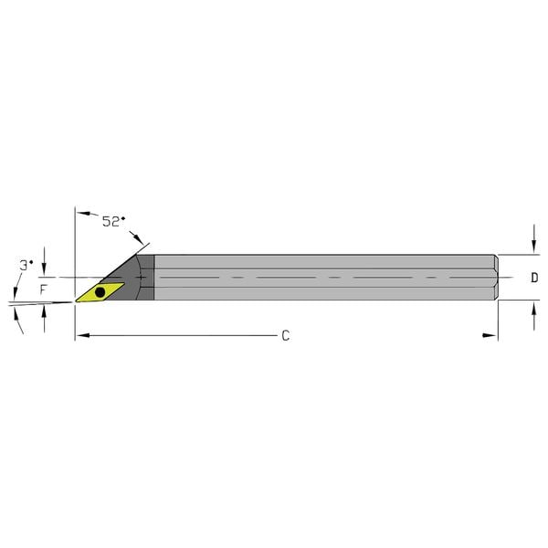 Ultra-Dex Usa Indexable Boring Bar, E06M SVJBR2, 6 in L, Carbide, 35 Degrees  Diamond Insert Shape - 920-000-172