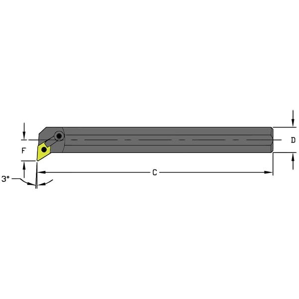 Ultra-Dex Usa Indexable Boring Bar, S24U MDUNR4, 14 in L, High Speed Steel, 55 Degrees  Diamond Insert Shape - 957-000-434
