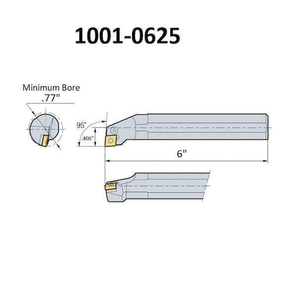Hhip 5/8" A10M SCLCR2 Coolant Thru Indexable Boring Bar - 1001-0625