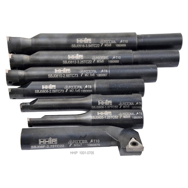 H & H Industrial Products 7 Piece 1/2" Round Shank Indexable Boring Bar Set - 1001-0705