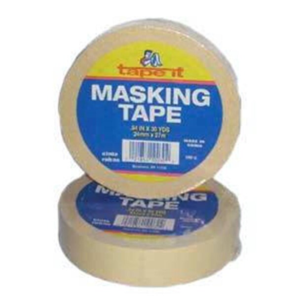 Tape It Home Tan 2 In. 25 Yard Masking Tape 36Pk - WPM225  (PEC) - Cinta para enmascarar de 25 yardas y 2 pulgadas de ancho en color tan para usar en el hogar, paquete de 36 unidades.