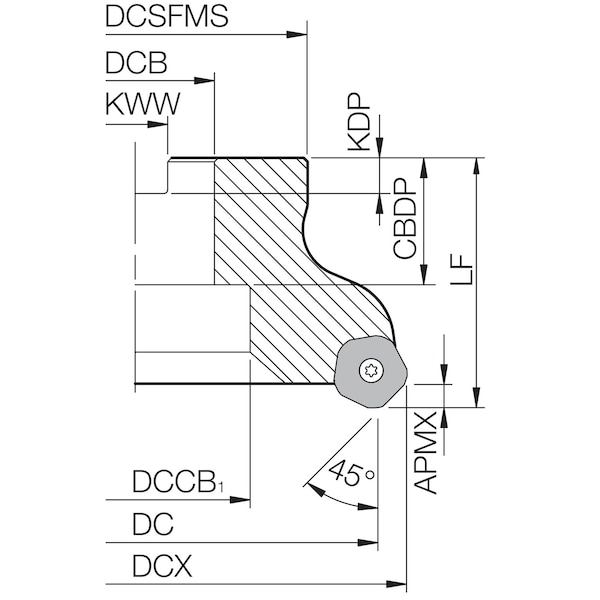 Kyocera Face Mill, MFPN 454000R6T, MFPN 4.0000" Cutting Dia - MFPN454000R6T
