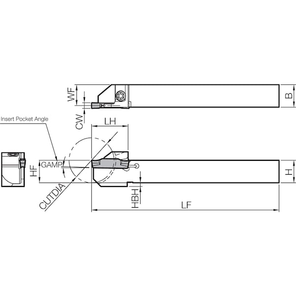 Kyocera External Grooving Toolholder, KGDL 103JX - KGDL103JX