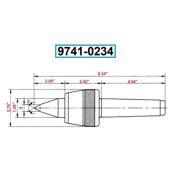 Hhip Harlingen MT4 Extended Point High Speed CNC B-Type Live Center - 9741-0234