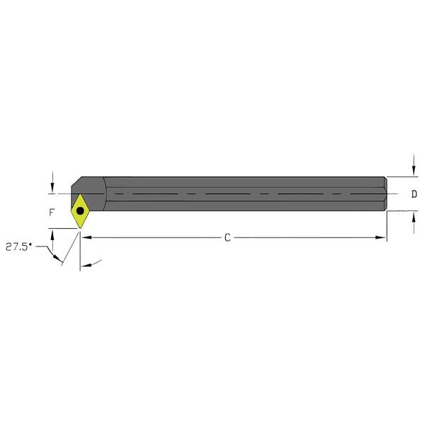 Ultra-Dex Usa Indexable Boring Bar, S10Q SDNCR2, 7 in L, High Speed Steel, 55 Degrees  Diamond Insert Shape - 957-000-321