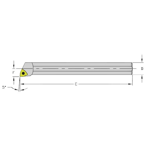 Ultra-Dex Usa Indexable Boring Bar, HM08Q SWLCR2, 7 in L, Heavy Metal, Trigon Insert Shape - 940-000-044