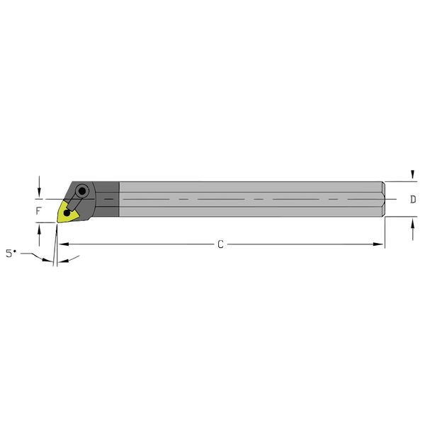 Ultra-Dex Usa Indexable Boring Bar, E16T MWLNL3, 12 in L, Carbide, Trigon Insert Shape - 920-000-388