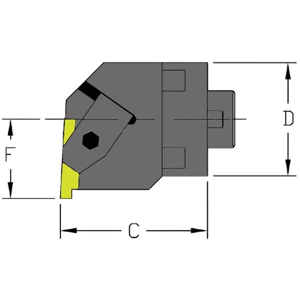 Ultra-Dex Usa Grooving/Threading Cutting Unit Head, MH24 NER3-CFT, 1-5/8 in L, Steel, Top Notch Insert Shape - 912-000-073