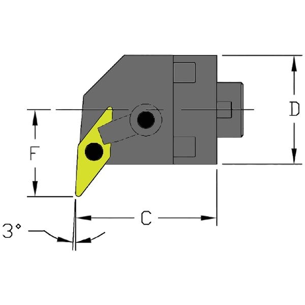Ultra-Dex Usa Indexable Cutting Head Unit, MH16 MVUNR3-CFT, 1-5/8 in L, Steel, 35 Degrees  Diamond Insert Shape - 912-000-009