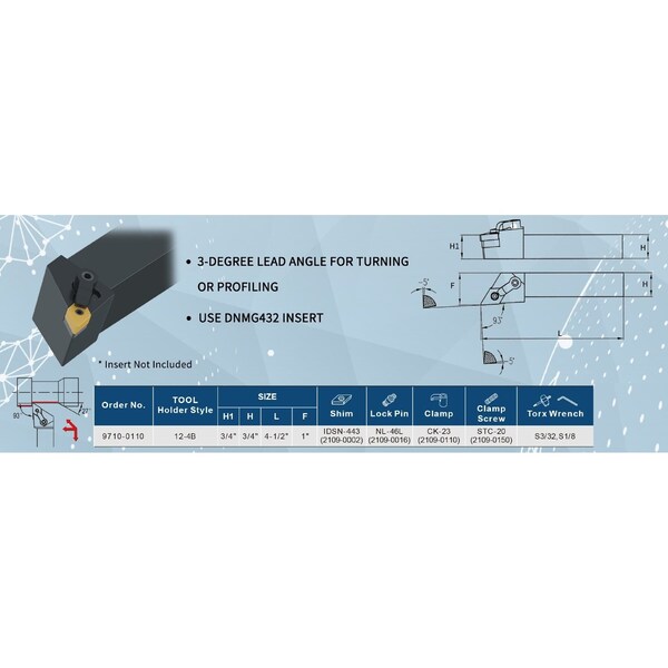 H & H Industrial Products Harlingen MDJNR124B Indexible Turning Tool Holder - 9710-0110