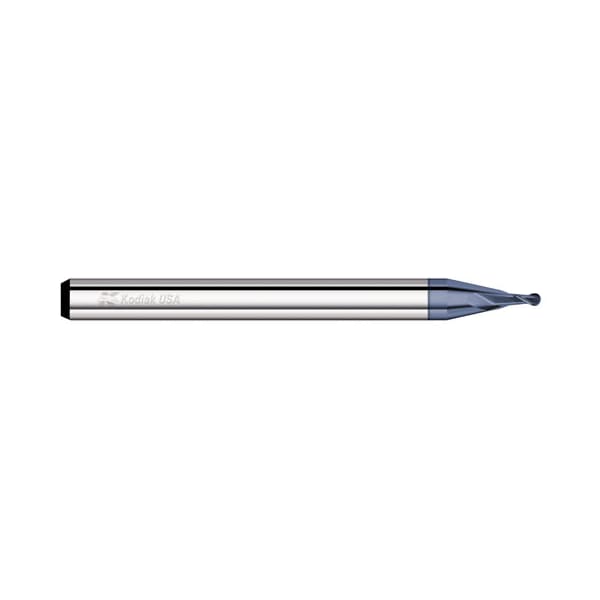 Kodiak Cutting Tools 0.010 2 Flute Carbide Endmill Micro Ball Nose Stub Length ALTIN Coated - 5521362