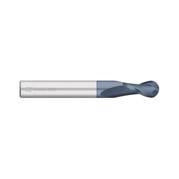 Kodiak Cutting Tools 1/8 2 Flute Carbide Endmill Single End Ball Nose Long ALTIN Coated - 5436904