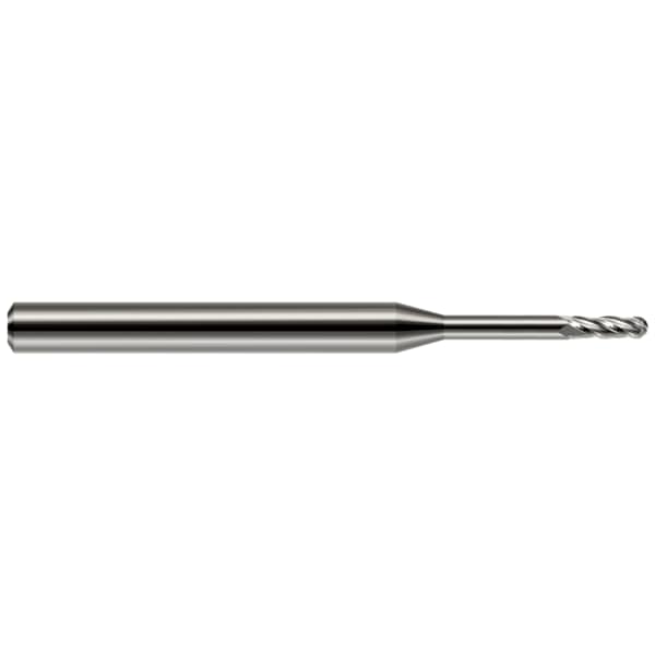 Harvey Tool Miniature End Mill - 4 Flute - Ball, 0.0620" (1/16), Neck Dia.: 0.0605" - 76862