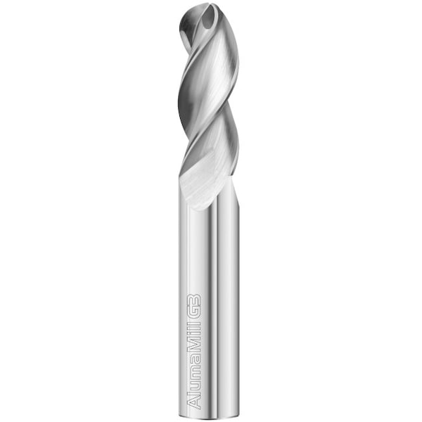 Fullerton Tool 3-Flute - 37.5° Helix - 3833 AlumaMill G3 HP End Mills, RH Spiral, Ball, Standard, 3/16 - 27187