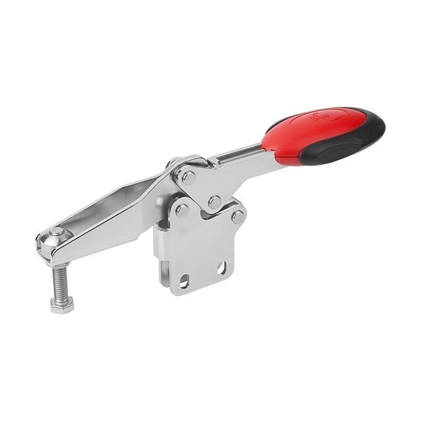 Kipp Horizontal Toggle Clamps w. Safety Lock, str. foot, adj. spindle, SS - K0661.106103