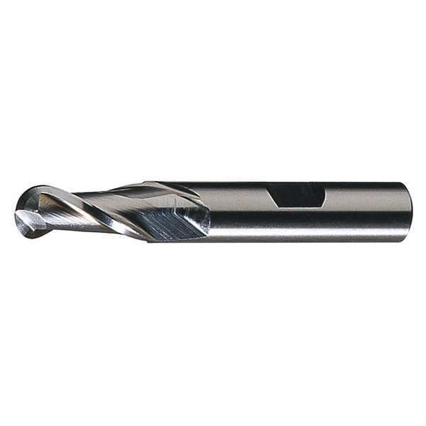Cleveland 2-Flute HSS Ball Nose Single End Mill Cleveland HG-2B Bright 1/4x3/8x5/8x2-7/16 - C42114
