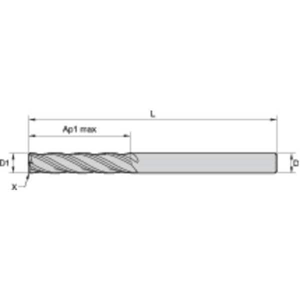 Widia End Mill, 2.00mm Milling Dia., 4004 - 40040200T006