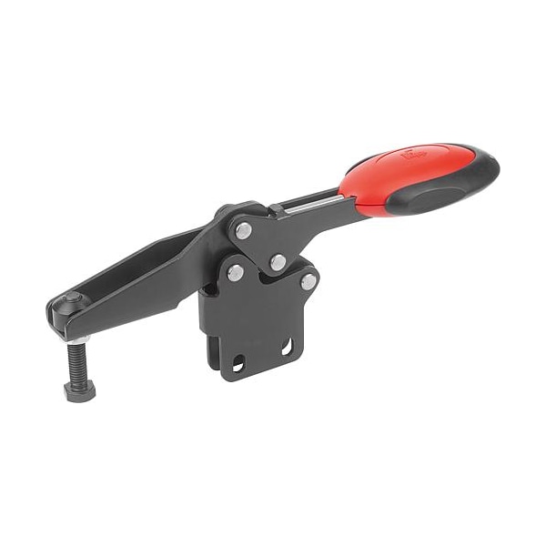 Kipp Horizontal Toggle Clamps w. Safety Lock, straight foot, adj. spindle - K0661.012103
