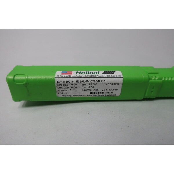 Helical Products 3/4IN END MILL - 59216 H35AL-M-30750-R.125