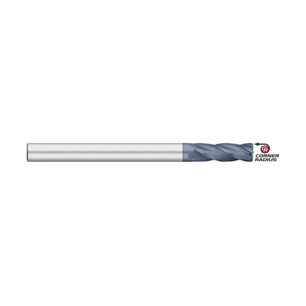 Kodiak Cutting Tools 1/4 Carbide Endmill 4 Flute Extra Long w/Corner Radius ALTIN Coated - 5455538