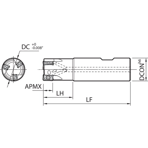 Kyocera End Mill, Kyocera MEW 0750W7504103T, 0.7500" Dia - MEW0750W7504103T