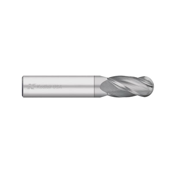 Kodiak Cutting Tools 31/64 Carbide Endmill 4 Flute Single End Ball Nose TICN Coated - 5465020