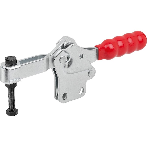 Kipp Toggle Clamp Standard L=225, Form:B Steel, Vertical Foot, Comp:Plastic, Comp:Red, F2=3400 - K1239.03400