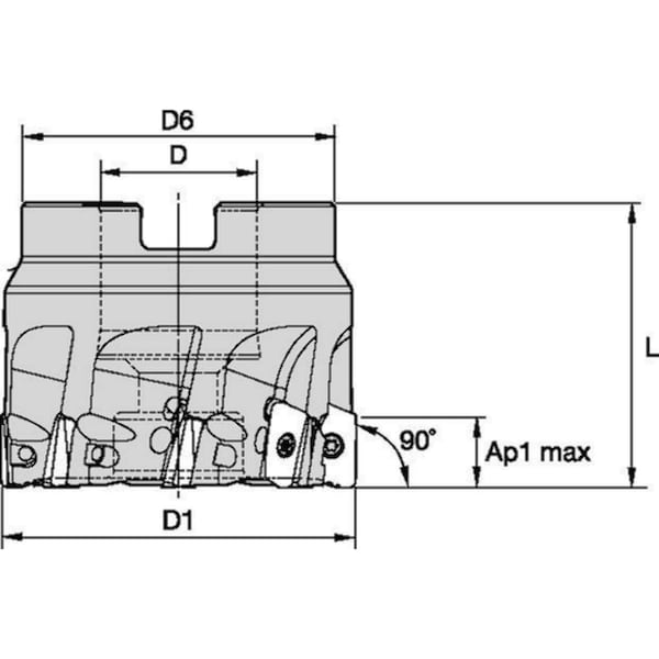 Widia Indexable Profiling End Mill, VSM11 Series, High Speed Steel, 11.32mm Depth of Cut - VSM11D125Z011S040XD11
