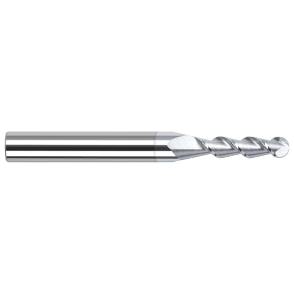 Harvey Tool High Helix End Mill for Aluminum Alloys - Ball, 0.0310" (1/32), Shank Dia.: 1/8" - 887631-C8