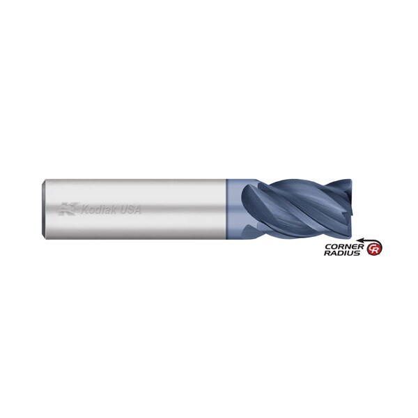 Kodiak Cutting Tools 1/2 VI Pro 4 Flute Carbide Endmill Stub ALCRO-MAX w/Corner Radius - 5546228