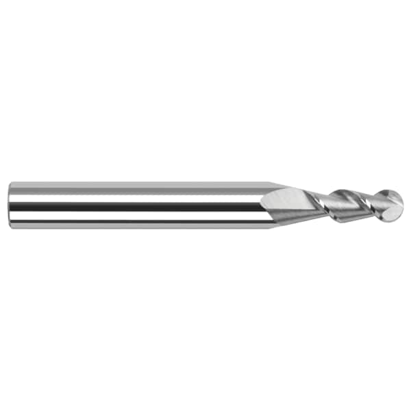 Harvey Tool High Helix End Mill for Aluminum Alloys - Ball, 0.1875" (3/16), Number of Flutes: 2 - 27912