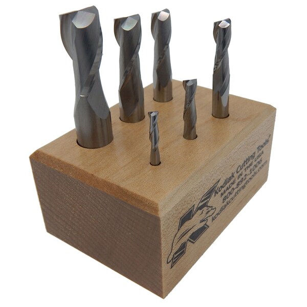 Kodiak Cutting Tools 2 Flute Regular Length Carbide End Mill Set, 6pc 1/8-1/2 - 56310042
