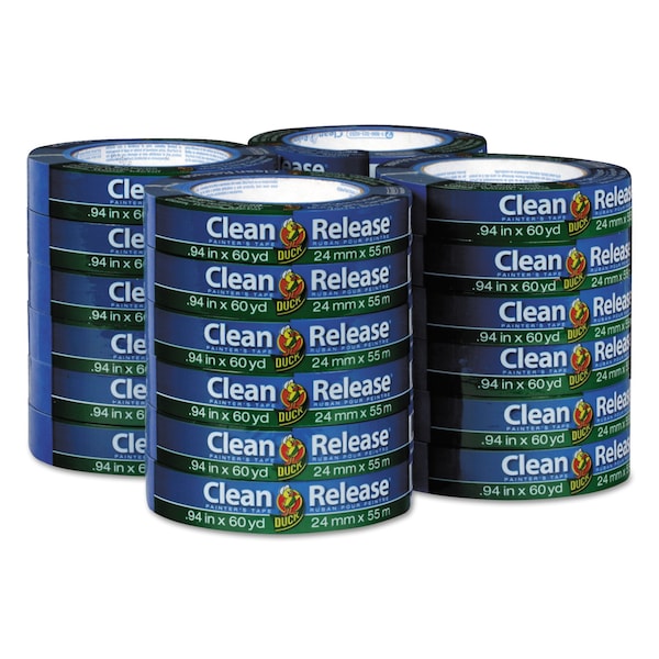Cinta para pintor Duck Brand Clean Release, núcleo de 3", 0.94" x 60 yardas, azul, paquete de 24 - 284371.
