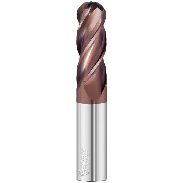 Fullerton Tool 4-Flute - Variable Helix - 3500 Fury HP End Mills, FC20, RH Spiral, Ball, Standard,  - 35001