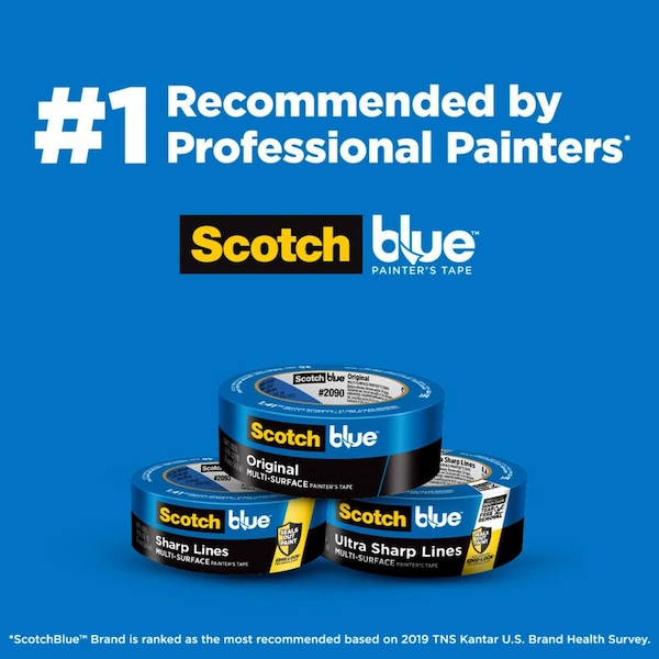 Cinta para pintor de mediana resistencia, azul, 141 pulgadas de ancho x 60 yardas de largo, 3 paquetes - 2093-36AC3 de 3M ScotchBlue.