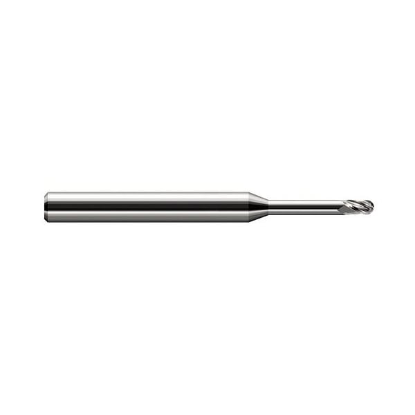 Harvey Tool 0.039in. 1 mm Cutter dia. x 0.059in. x 0.281in. 9/32 Reach Carbide Ball End Mill, 3 Flutes - 868239