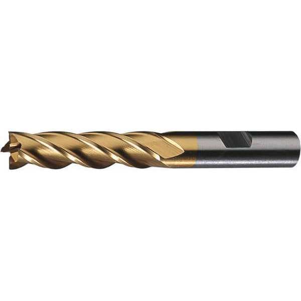 Cleveland 4-Flute HSS Center Cutting Square Single End MIll Cleveland HG-4C-TN TiN 3/4x5/8x1-5/8x3-3/4 - C33217