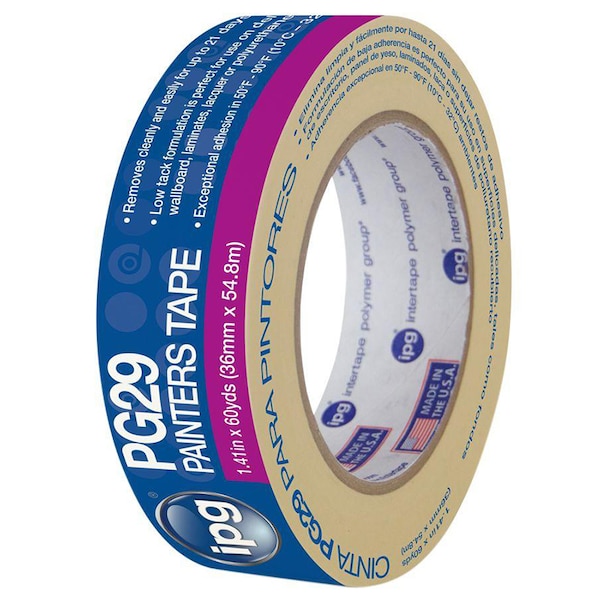 Cinta de enmascarar de papel premium de baja adherencia para pintor ProMask de Intertape de 1-1/2" - PG29-1560