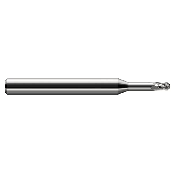 Harvey Tool Miniature End Mill - Ball - Long Reach, Stub Flute, 0.0450", Shank Dia.: 1/8" - 33445
