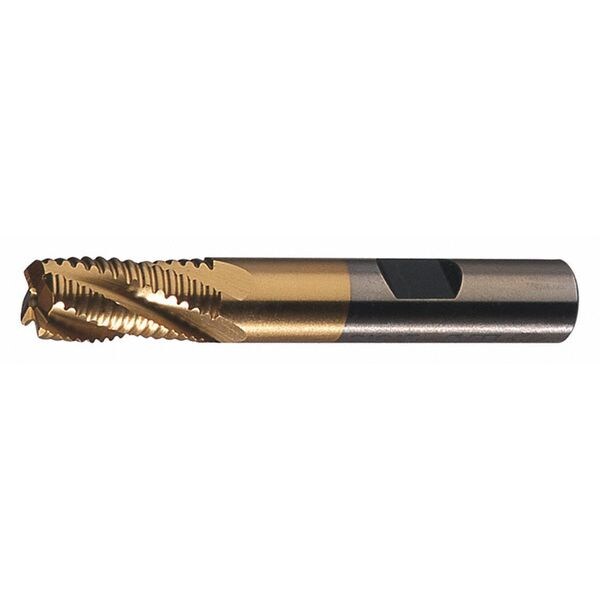 Cleveland 4-Flute PM+ HSS-E Square CC Single Course Roughing End Mill CTD PMRC-TN TiN 5/8x5/8x1-5/8x3-3/4 - C32222