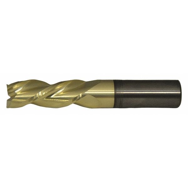 Cleveland 3-Flute Carbide Square Single End High-Perf End Mill for Alum CTD CEM-AM3-ZN ZrN 1/2x1/2x2x4 - C72360