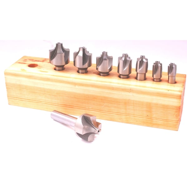Hhip 8 Piece 1/16~3/8" HSS Corner Rounding End Mill Set - 5800-4195